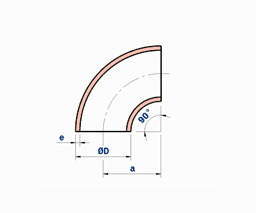 Copper Nickel 90 Degree Short Radius Elbow -14 Bar-DIN 86090