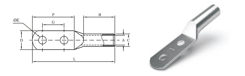 compression cable lugs with two holes