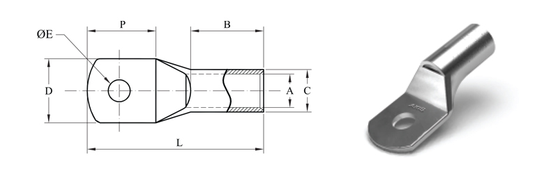 Compression cable lugs heavy duty long barrel